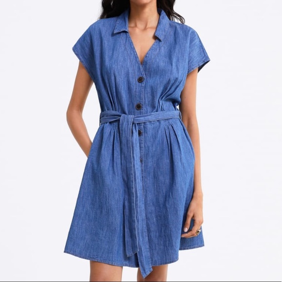 Zara | Dresses | Zara Belted Denim Light Blue Shirt Dress | Poshmark